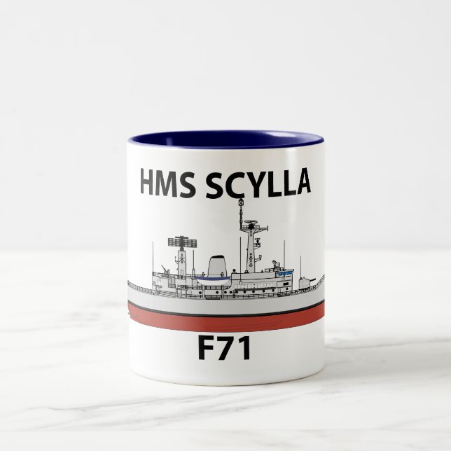 HMS Scylla, orig config,  Two-Tone Coffee Mug (Center)