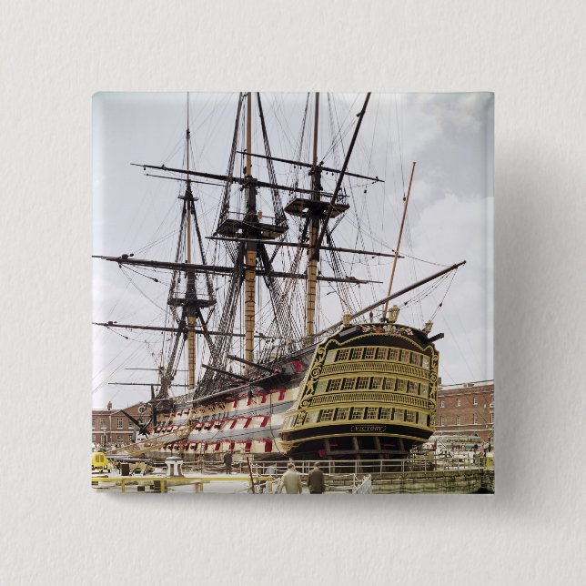 HMS Victory 2 Inch Square Button (Front)