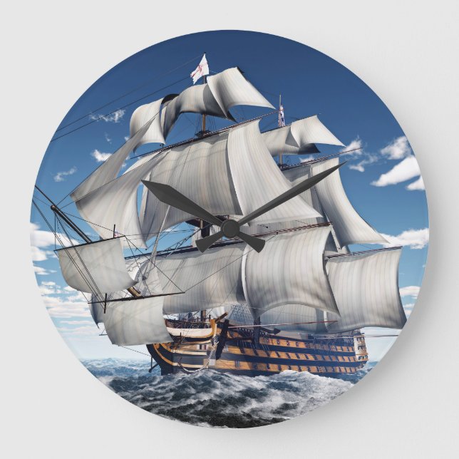 HMS Victory, 3D computer-generated illustration. Large Clock (Front)