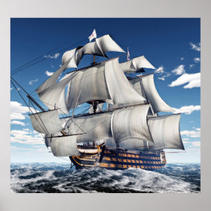 HMS Victory, 3D computer-generated illustration. Poster