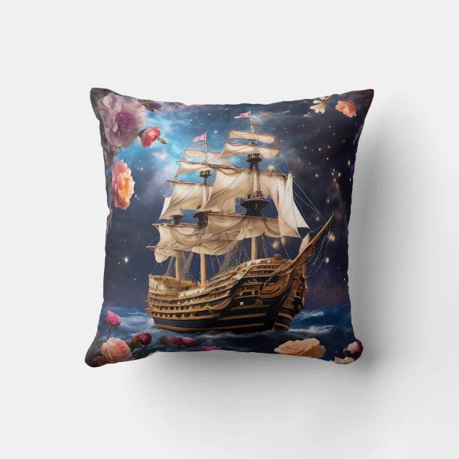 HMS Victory Lord Nelsons Ship Throw Pillow (Back)