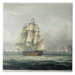 HMS Victory sailing for the French line flanked by Tile