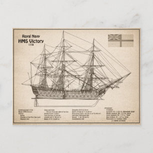 HMS Victory - Ship Blueprint Plans SD Postcard