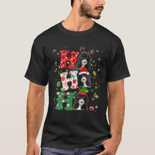 Ho3 Christmas Lights Santa Elf Reindeer Bernedoodl T-Shirt