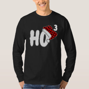 Ho 3 Cubed Santa Red Plaid Claus Christmas Ho Ho H T-Shirt