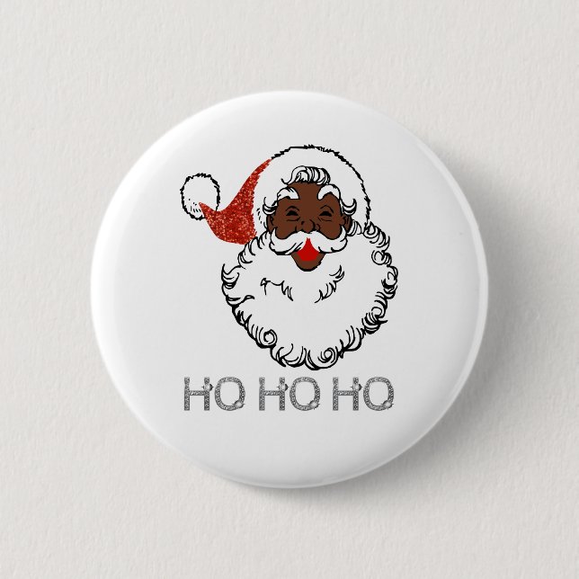 ho black santa 2 inch round button (Front)