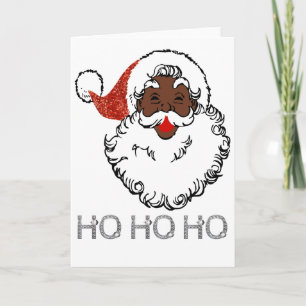 ho black santa holiday card