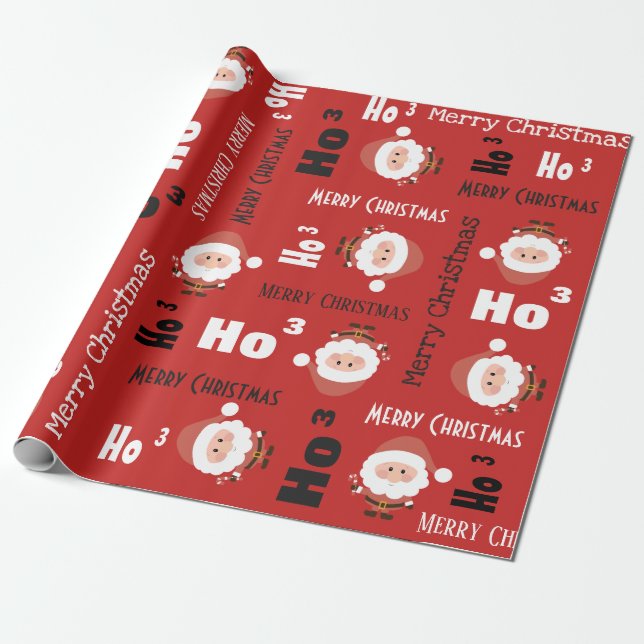 Ho "cubed" Santa Holiday Wrapping Paper (Unrolled)