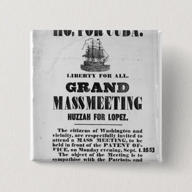 Ho, for Cuba 2 Inch Square Button (Front)