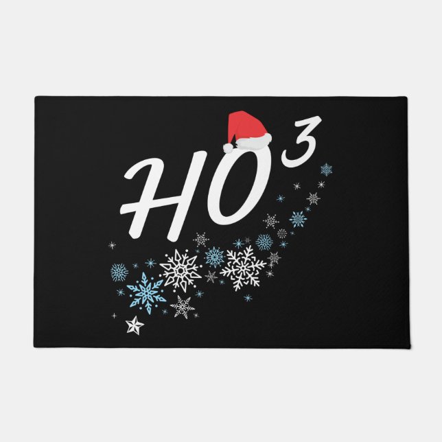 HO³ – Funny Christmas Santa Clause Ho Ho Ho Cubed  Doormat (Front)