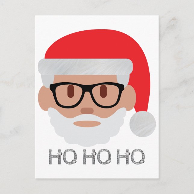 ho hipster santa holiday postcard (Front)