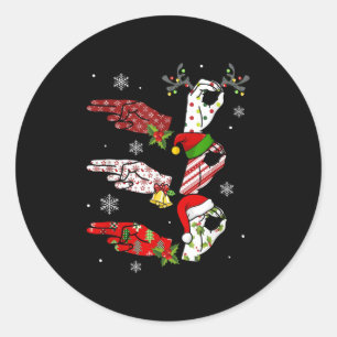 Ho Ho Asl Sign Language Deaf Pride Family Pajamas  Classic Round Sticker