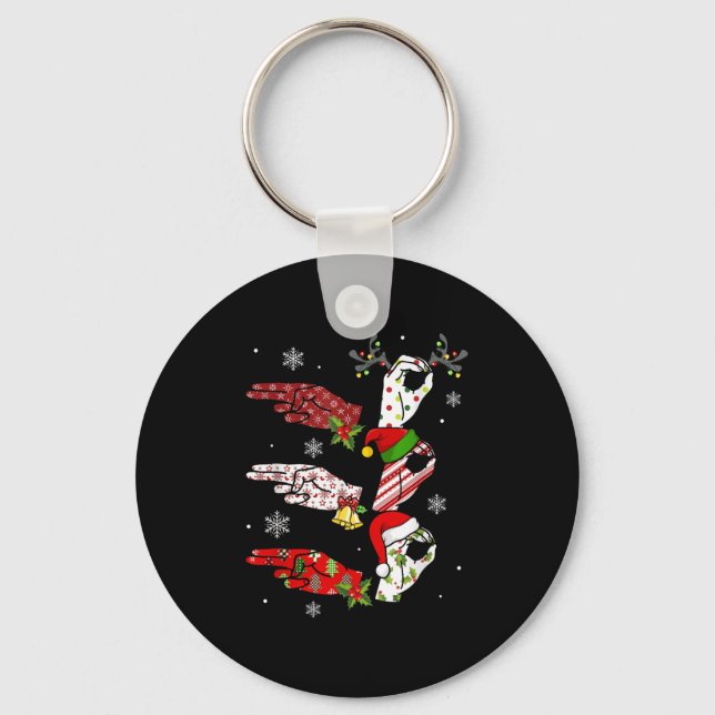 Ho Ho Asl Sign Language Deaf Pride Family Pyjamas  Keychain (Front)