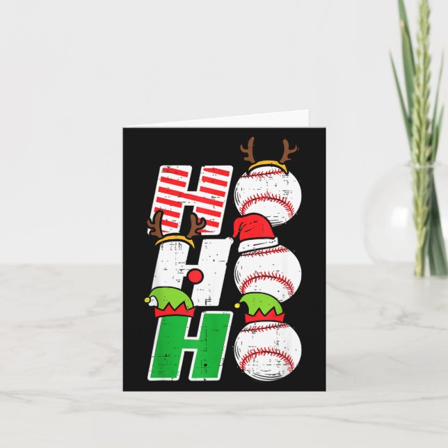 Ho Ho Baseball Elf Candy Cane Funny Christmas Srt  Card (Front)