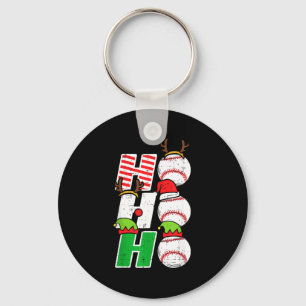 Ho Ho Baseball Elf Candy Cane Funny Christmas Srt Keychain