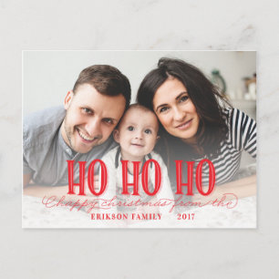 HO HO HAPPY CHRISTMAS HOLIDAY POSTCARD