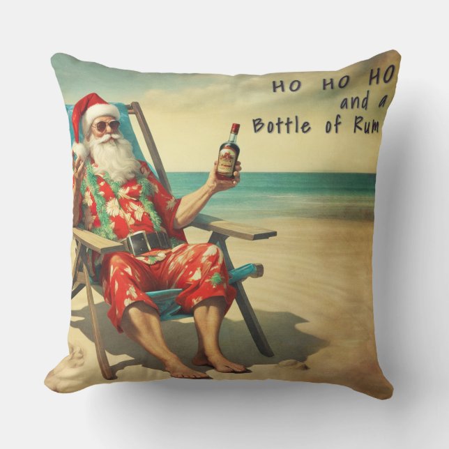 Ho Ho Ho and Rum -  Throw Pillow (Front)