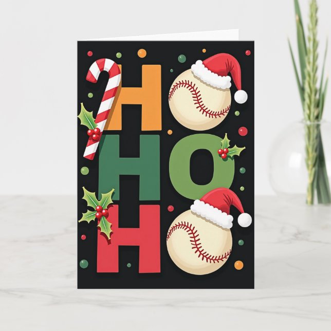Ho Ho Ho Baseball Christmas Card (Front)