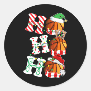 Ho Ho Ho Basketball Lights Santa Hat reindeer ELF Classic Round Sticker
