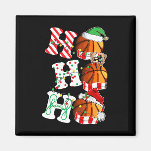 Ho Ho Ho Basketball Lights Santa Hat reindeer ELF Magnet