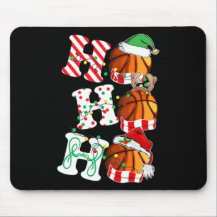 Ho Ho Ho Basketball Lights Santa Hat reindeer ELF Mouse Pad