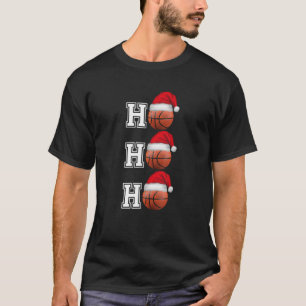 Ho Ho Ho Basketball Santa Hat T Shirt Christmas Gi