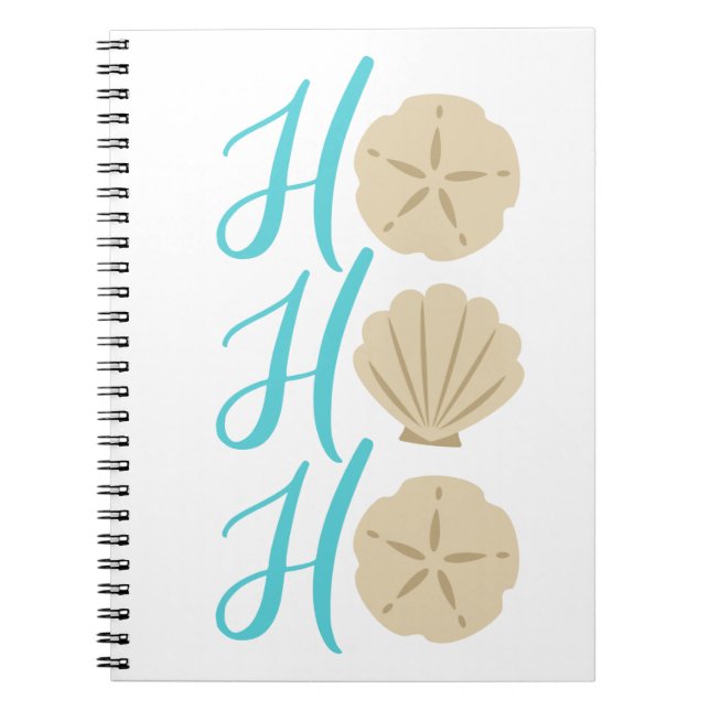 Ho Ho Ho Beach Christmas Sand Dollar and Shell Notebook (Front)