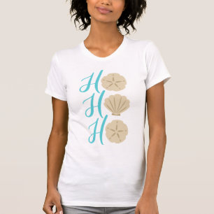 Ho Ho Ho Beach Christmas Sand Dollar and Shell T-Shirt