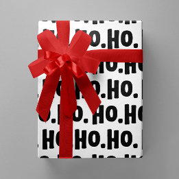 Ho. Ho. Ho. Black & White Chic & Fun Christmas Wrapping Paper