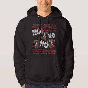HO HO HO Boston Terrier Long Sleeve Funny Dog Xmas Hoodie