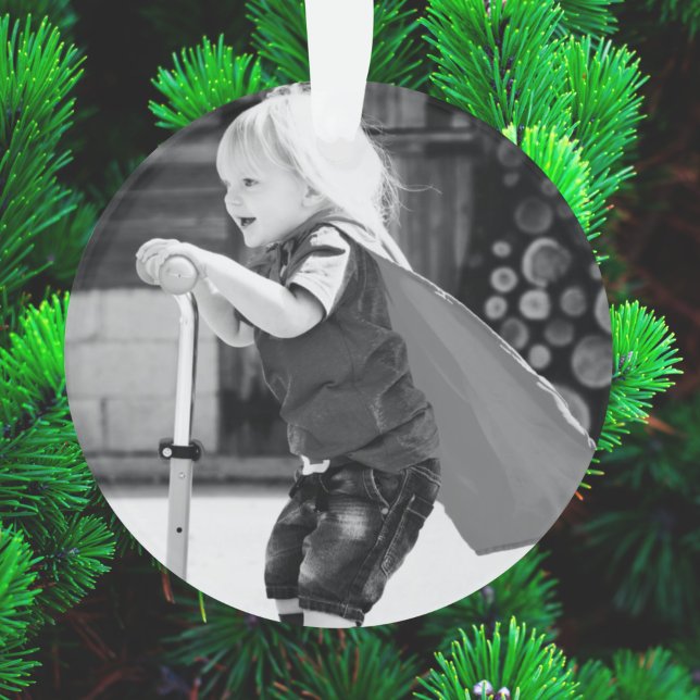 Ho Ho Ho | Bright Green Christmas Cheer Photo Ornament (Creator Uploaded)