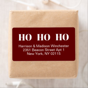 Ho Ho Ho burgundy maroon modern Christmas address