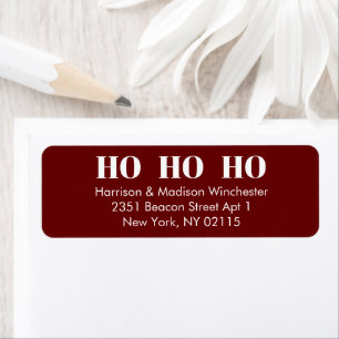 Ho Ho Ho burgundy maroon wine Christmas address
