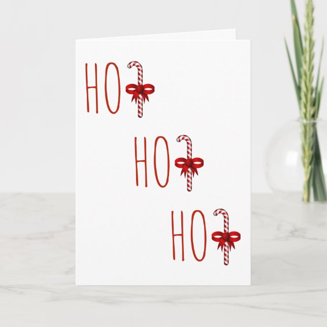 HO HO HO carte de vacances de sucre de canne (Devant)