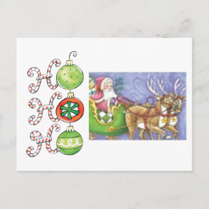 Ho ! Ho ! Ho ! Carte postale père Noël et Reindeer