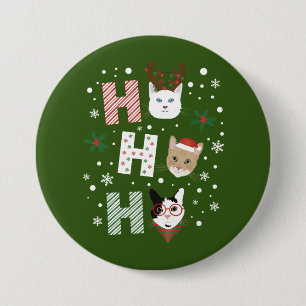 Ho Ho Ho Cats Merry Christmas 3 Inch Round Button