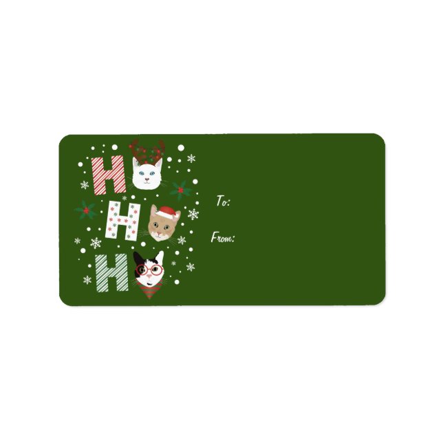 Ho Ho Ho Cats Merry Christmas Label (Front)