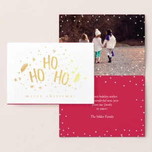 Ho Ho Ho Charming Merry Christmas Photo Foil Card