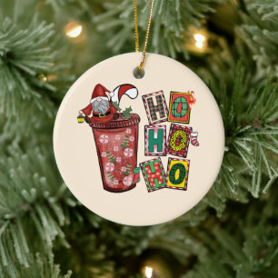Ho Ho Ho Chirstmas Gnome Ceramic Ornament
