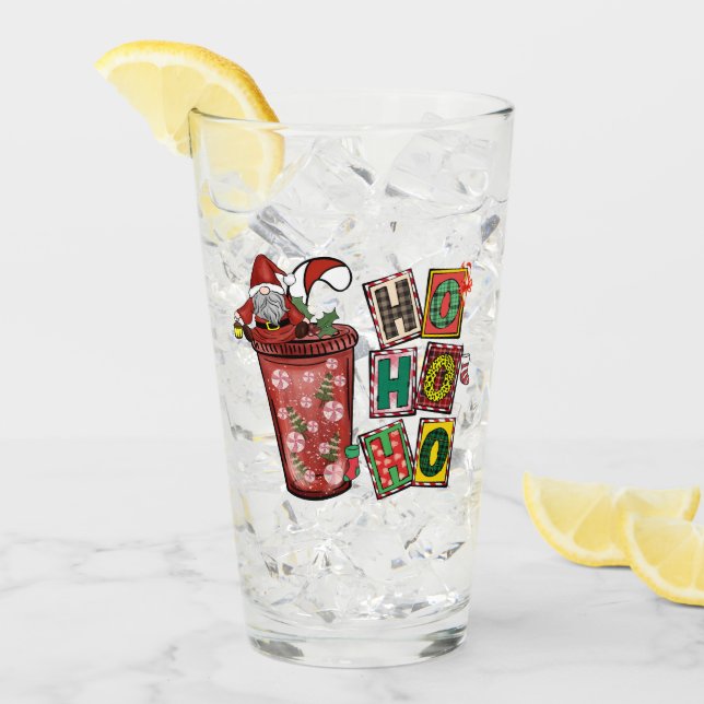 Ho Ho Ho Chirstmas Gnome Glass (Front Ice)