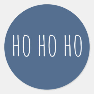 Ho Ho Ho Christmas. Blue Cute Winter Holiday Santa Classic Round Sticker