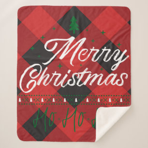 HO HO HO Christmas Camp Sherpa Blanket