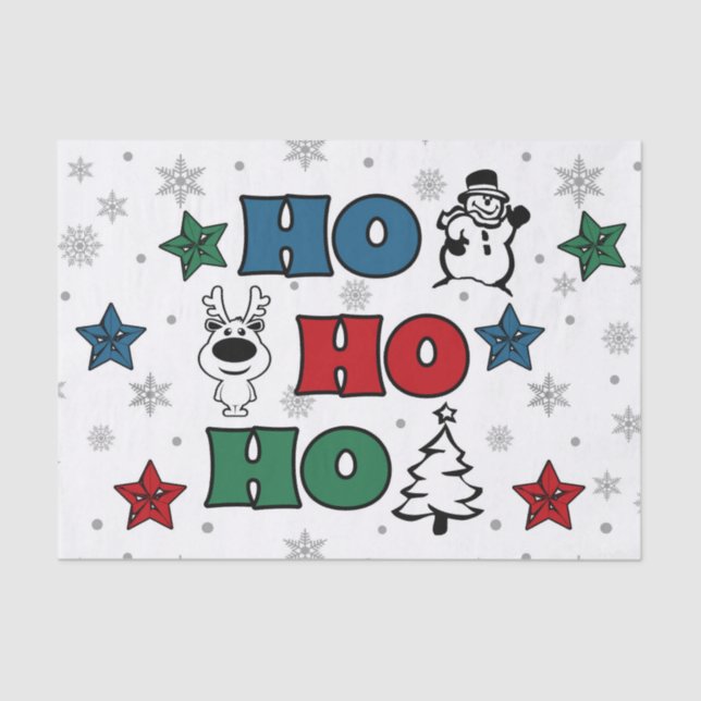 Ho-Ho-Ho Christmas design Tissue Paper (Front)