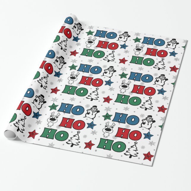 Ho-Ho-Ho Christmas design Wrapping Paper (Unrolled)
