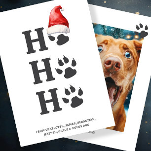 Ho Ho Ho Christmas Dog Paw Personalized Holiday Card