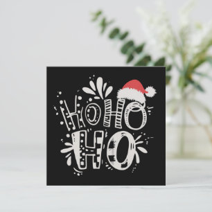 HO HO HO Christmas Family Santa Hat Holiday  Card