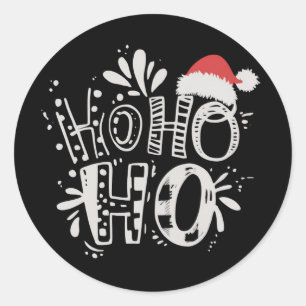 HO HO HO Christmas Family Santa Hat Holiday  Classic Round Sticker