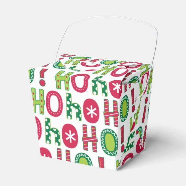 Ho Ho Ho Christmas Fun Modern Red Green Pattern Favor Box (Front Side)