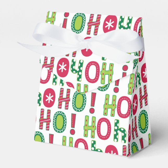 Ho Ho Ho Christmas Fun Modern Red Green Pattern Favor Box (Front Side)