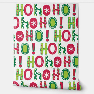 Ho Ho Ho Christmas Fun Modern Typography Pattern Wallpaper